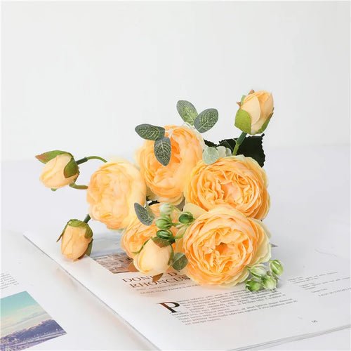 30cm Rose Pink Silk Peony Artificial Flowers Bouquet 5 Big Head and 4 - Home Sweet Resale