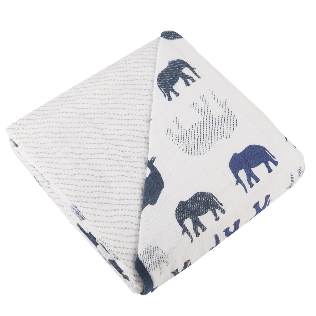 Blue Elephants and Spotted Wave Newcastle Blanket - Home Sweet Resale
