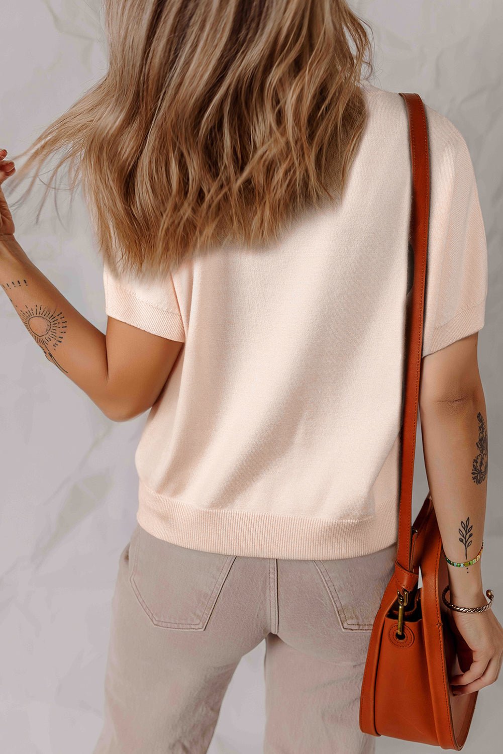 Bow Pearl Embellished Dolman Short Sleeve Sweater - Home Sweet Resale