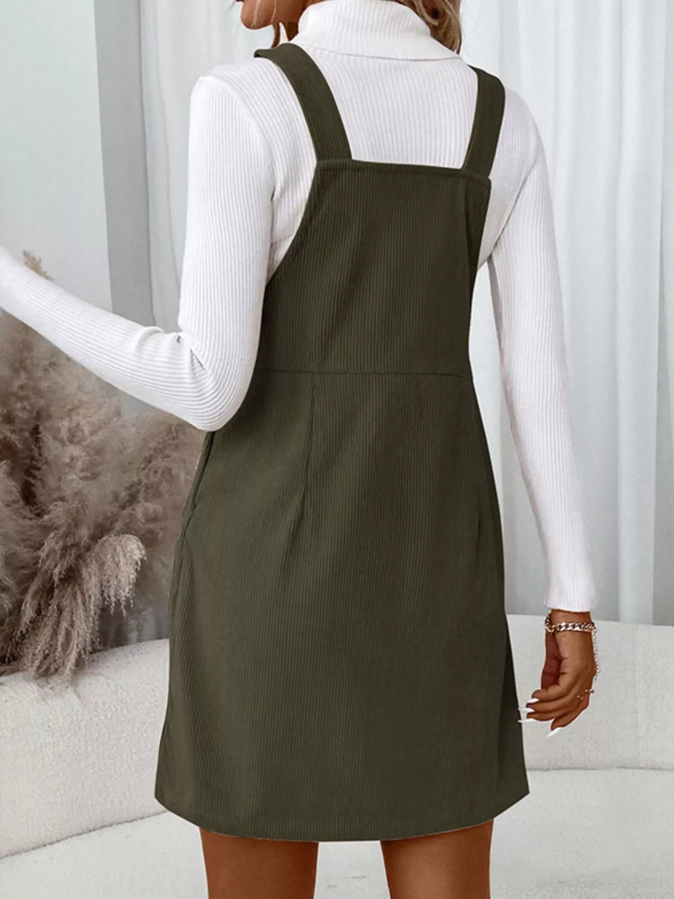 Corduroy Overall Mini Dress with Adjustable Straps - Home Sweet Resale