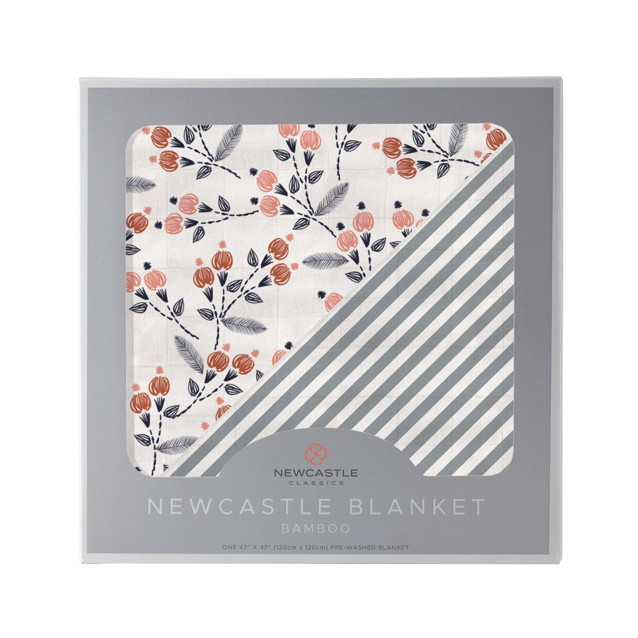Dahlia Floral and Finley Stripe Bamboo Muslin Newcastle Blanket - Home Sweet Resale
