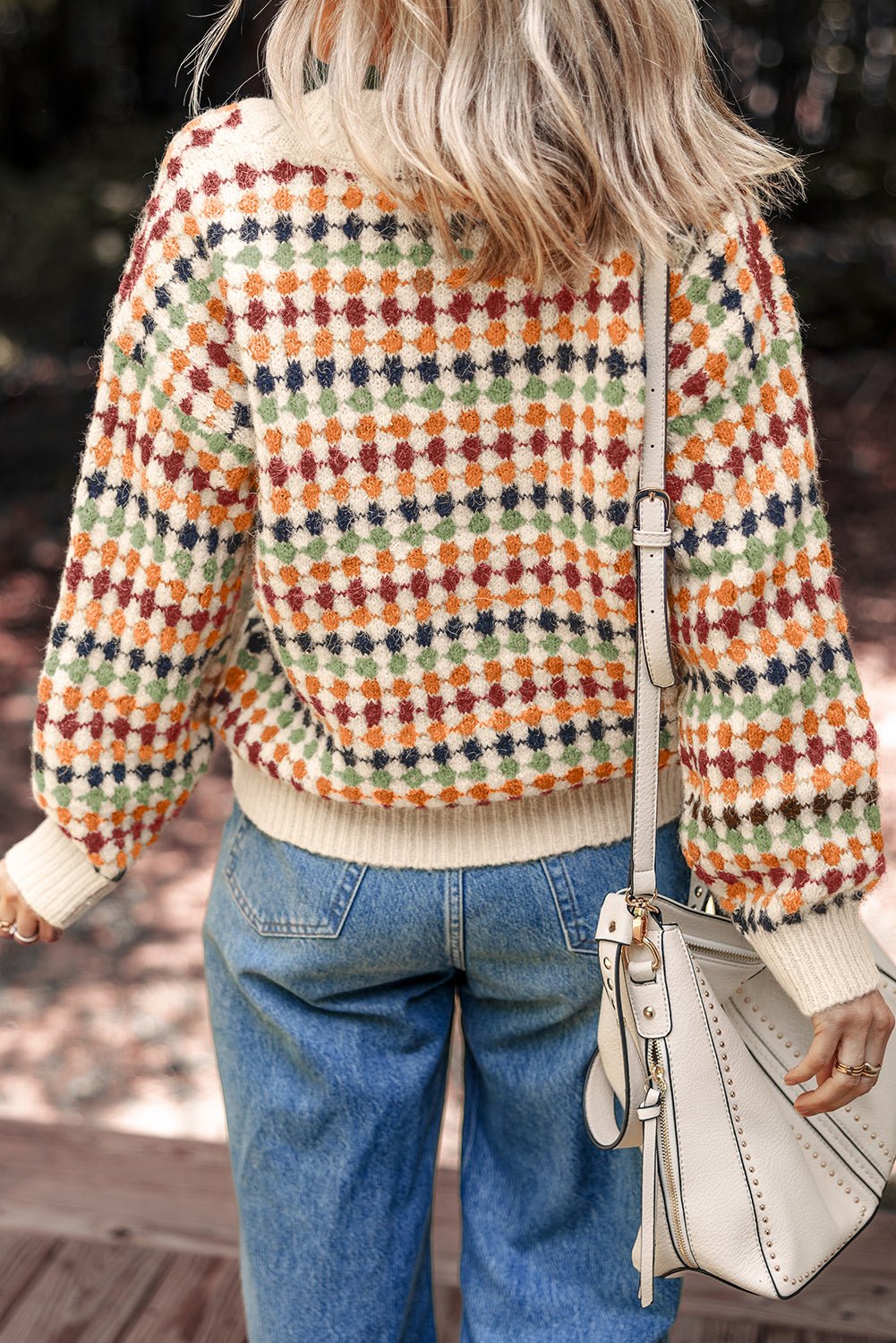 Dotty Knit Button - Up V - Neck Sweater Cardigan - Home Sweet Resale