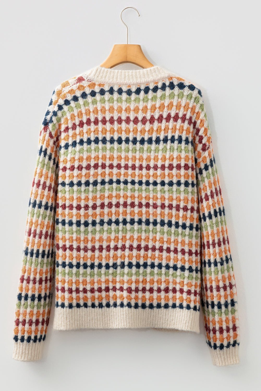 Dotty Knit Button - Up V - Neck Sweater Cardigan - Home Sweet Resale
