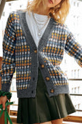 Dotty Knit Button - Up V - Neck Sweater Cardigan - Home Sweet Resale