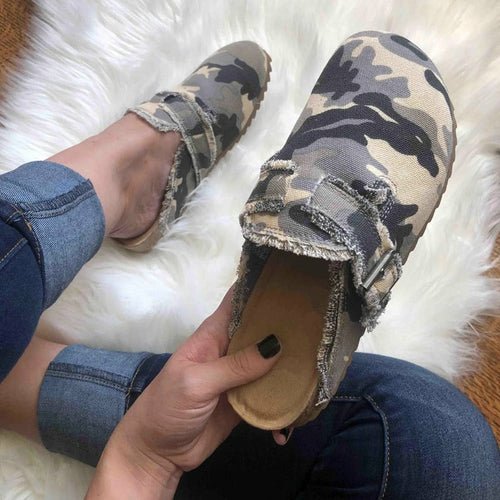 Flat Heel Round Toe Canvas Loafer Women's Vintage Clogs - Home Sweet Resale