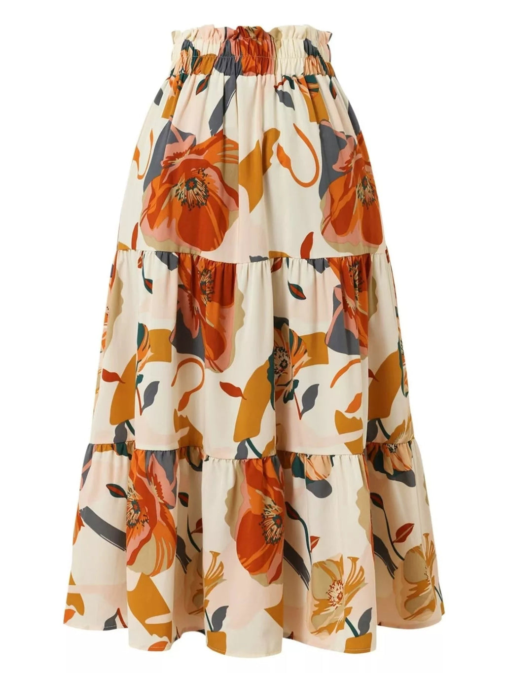 Full Size Floral Print Tiered Skirt Plus Size - Home Sweet Resale