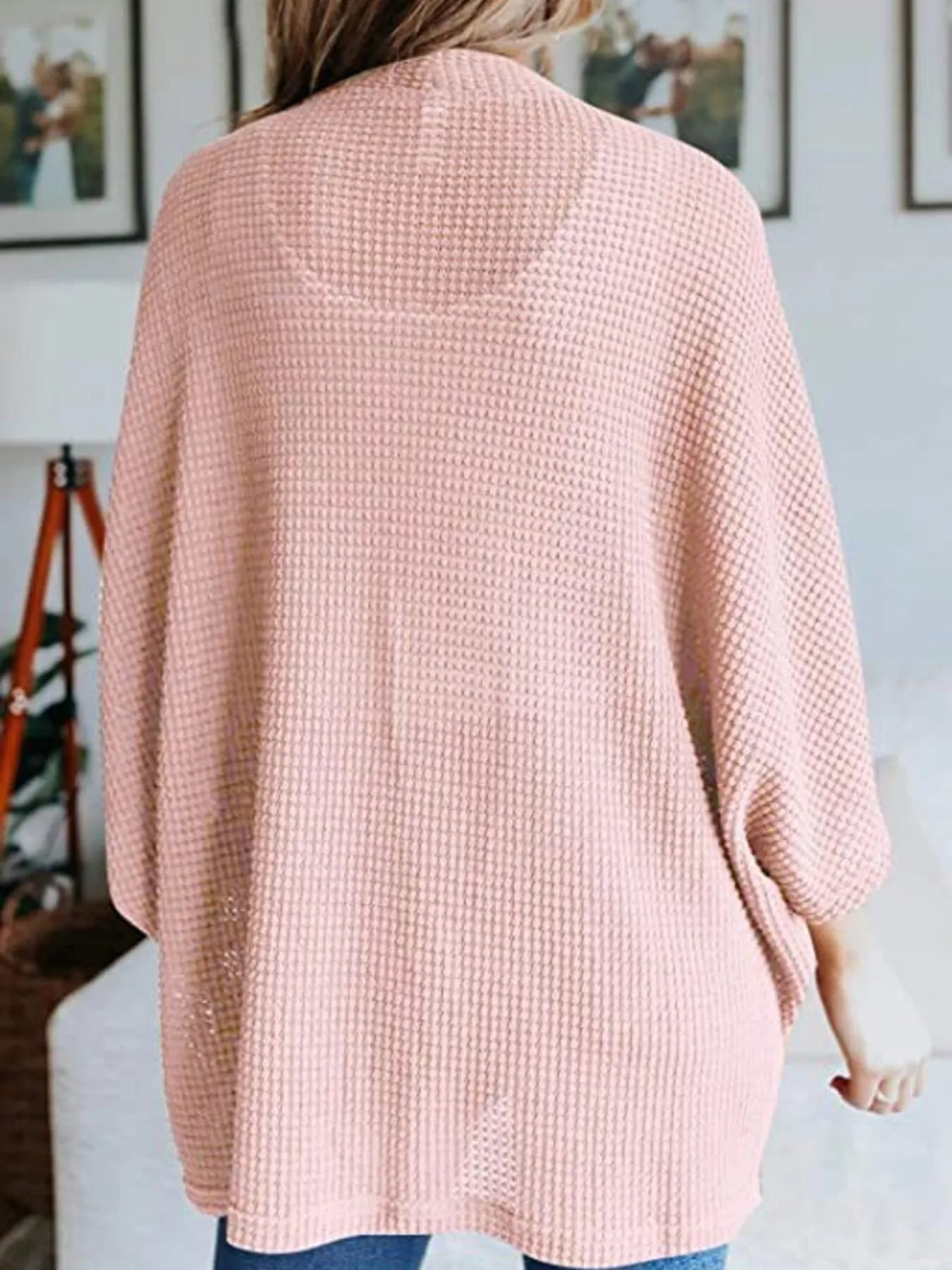 Full Size Open Front Waffle Knit Cardigan Plus Size - Home Sweet Resale