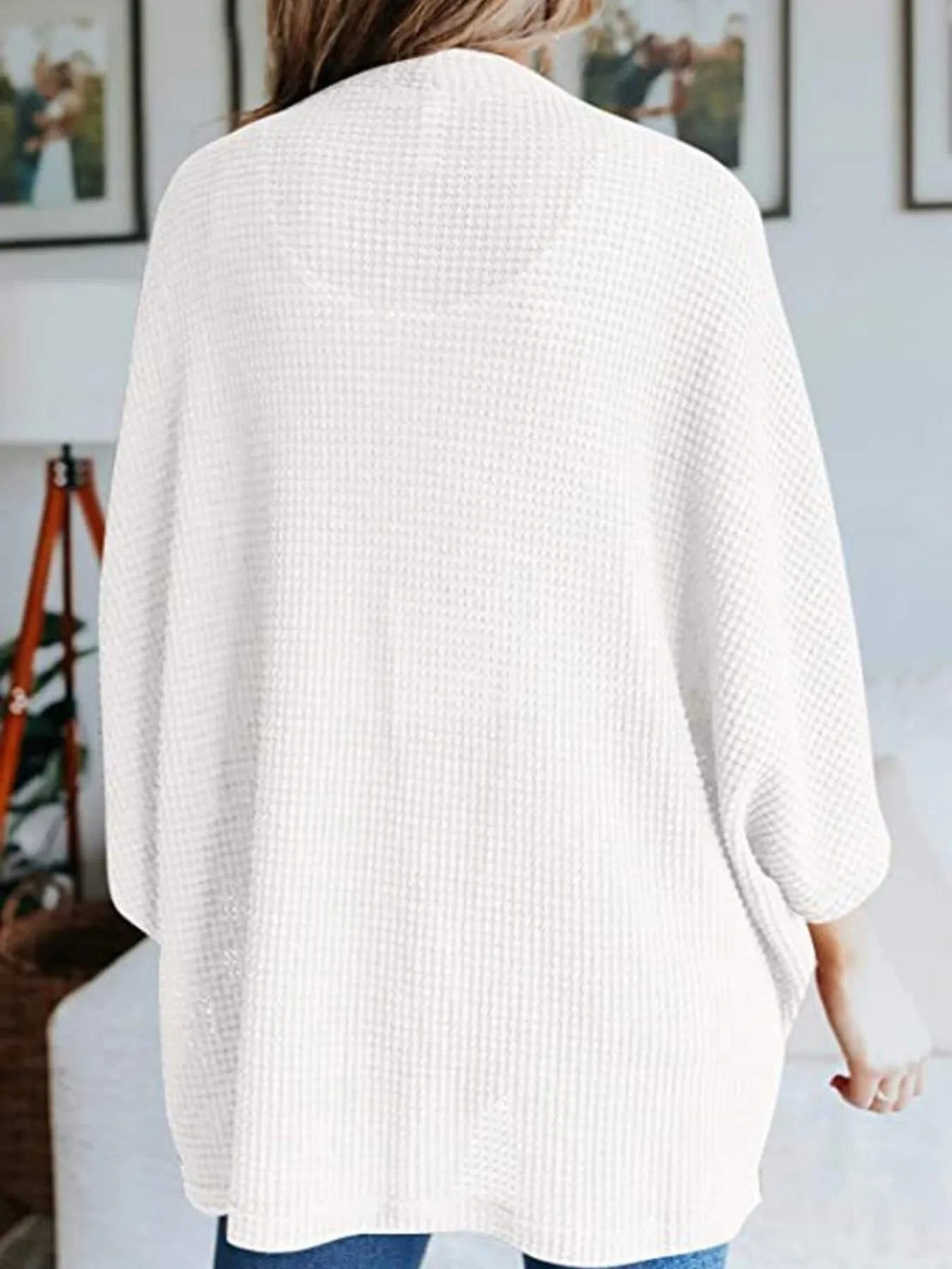 Full Size Open Front Waffle Knit Cardigan Plus Size - Home Sweet Resale