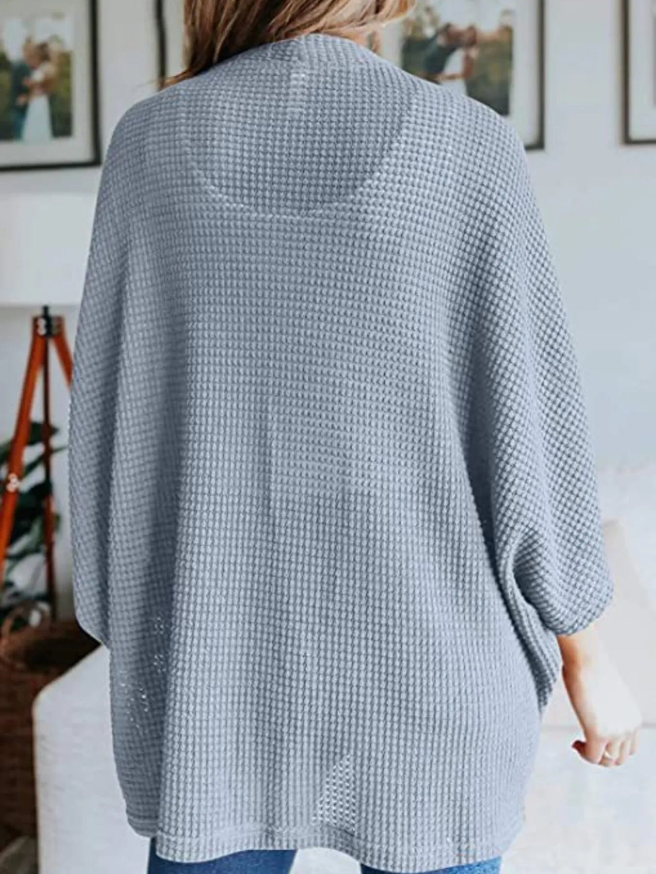 Full Size Open Front Waffle Knit Cardigan Plus Size - Home Sweet Resale