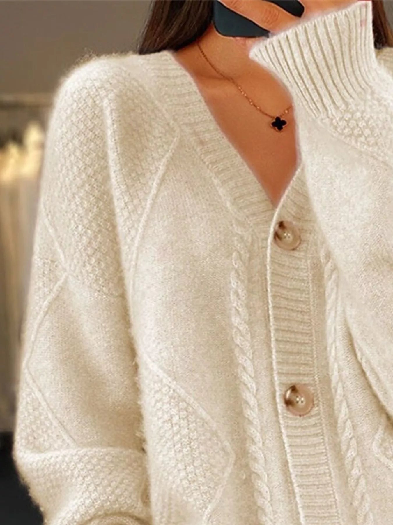 Full Size Textured Knit Button - Down Cardigan Plus Size - Home Sweet Resale