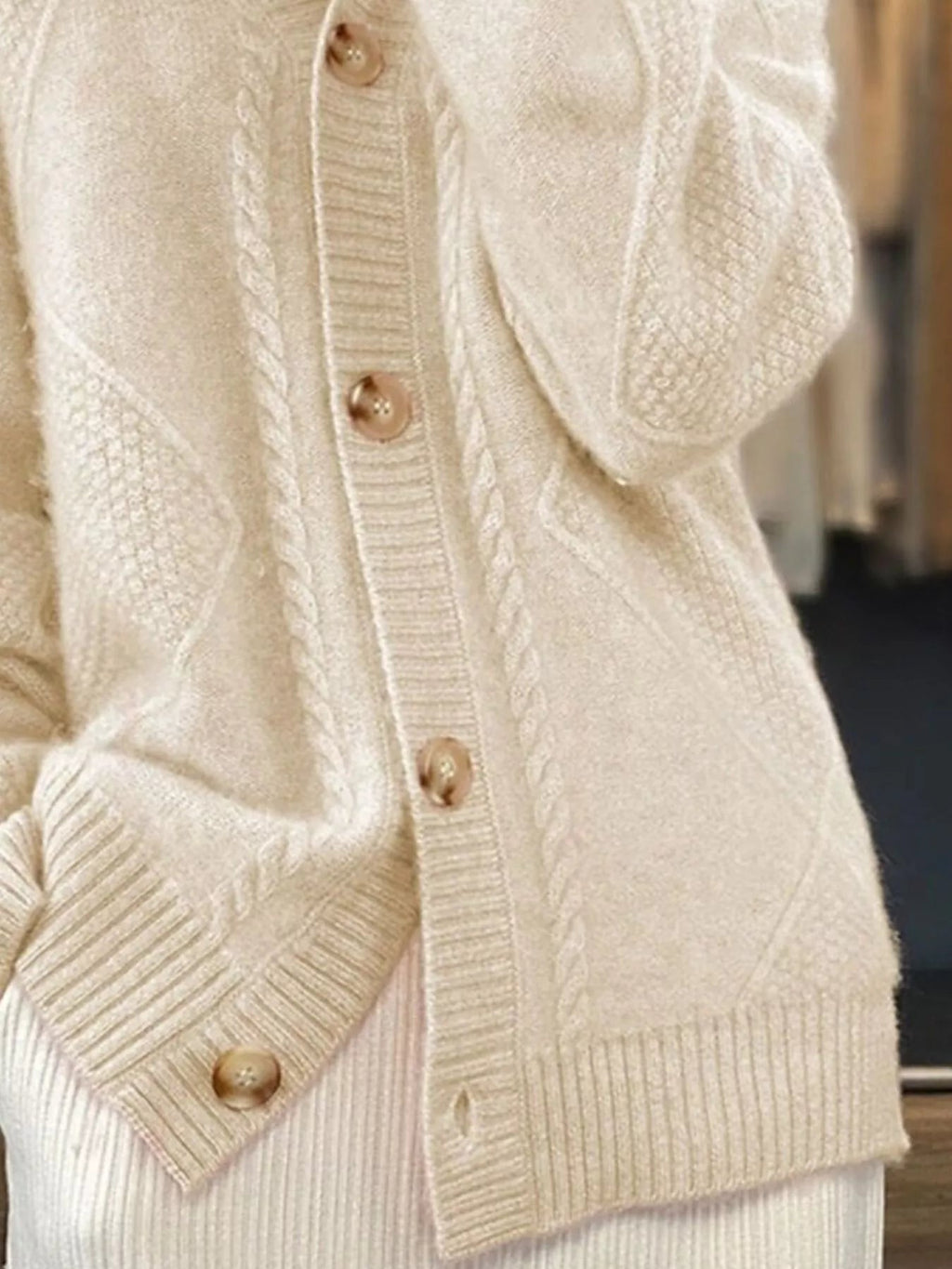 Full Size Textured Knit Button - Down Cardigan Plus Size - Home Sweet Resale