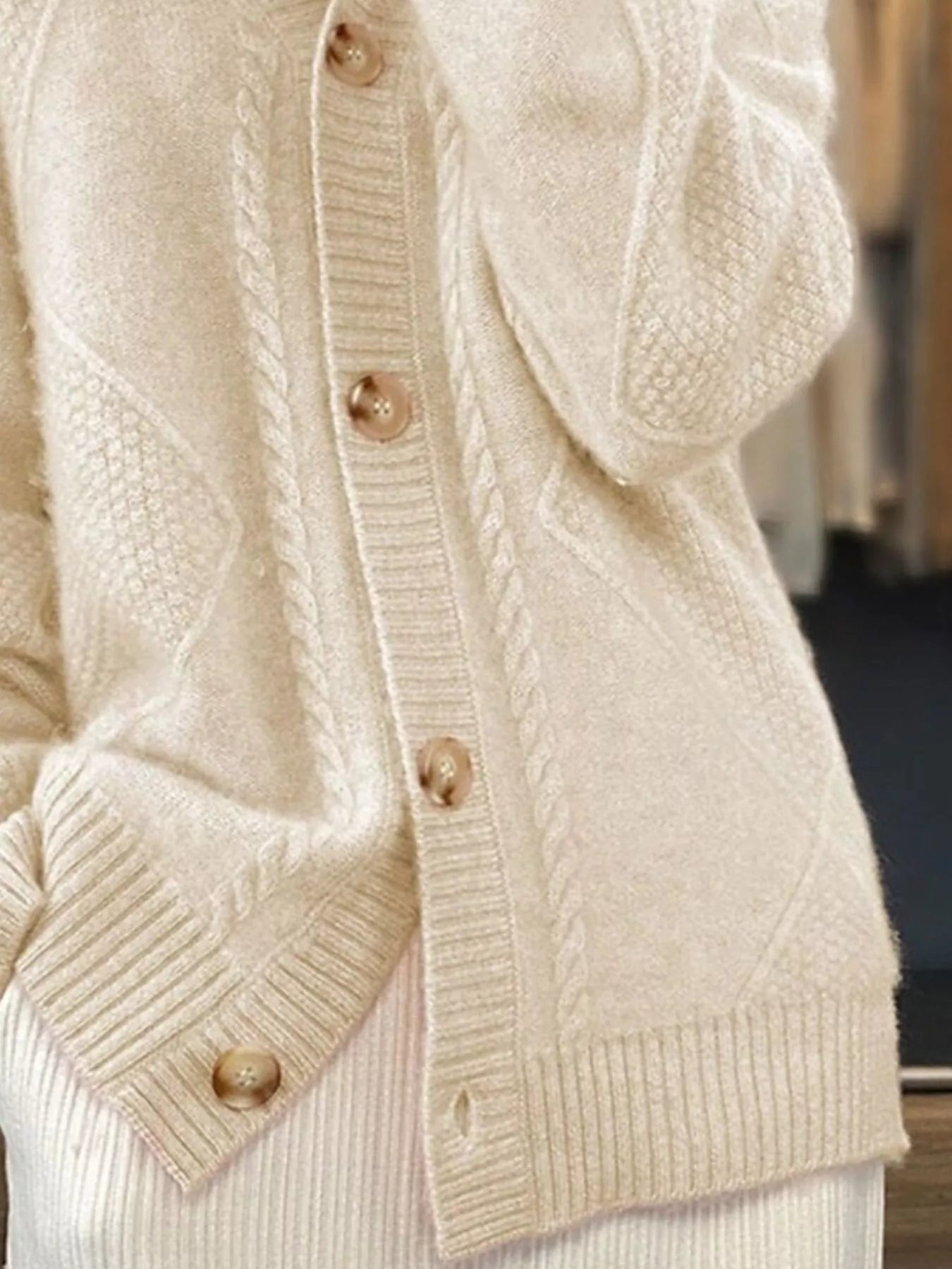 Full Size Textured Knit Button - Down Cardigan Plus Size - Home Sweet Resale