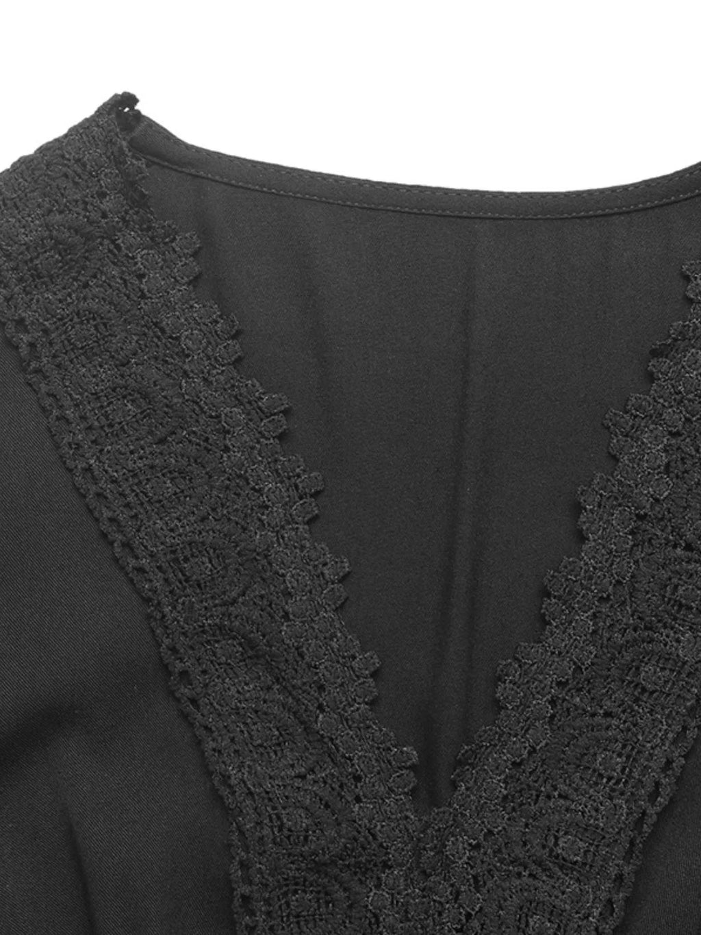 Lace Detail Lantern Sleeve Tiered Dress - Home Sweet Resale