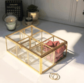Metal and Glass Jewellery Box with 6 compartments and Beautiful - Home Sweet Resale
