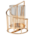 Metal Geometric Designer Gold Pillar Flower Vase with Removable Glass - Home Sweet Resale