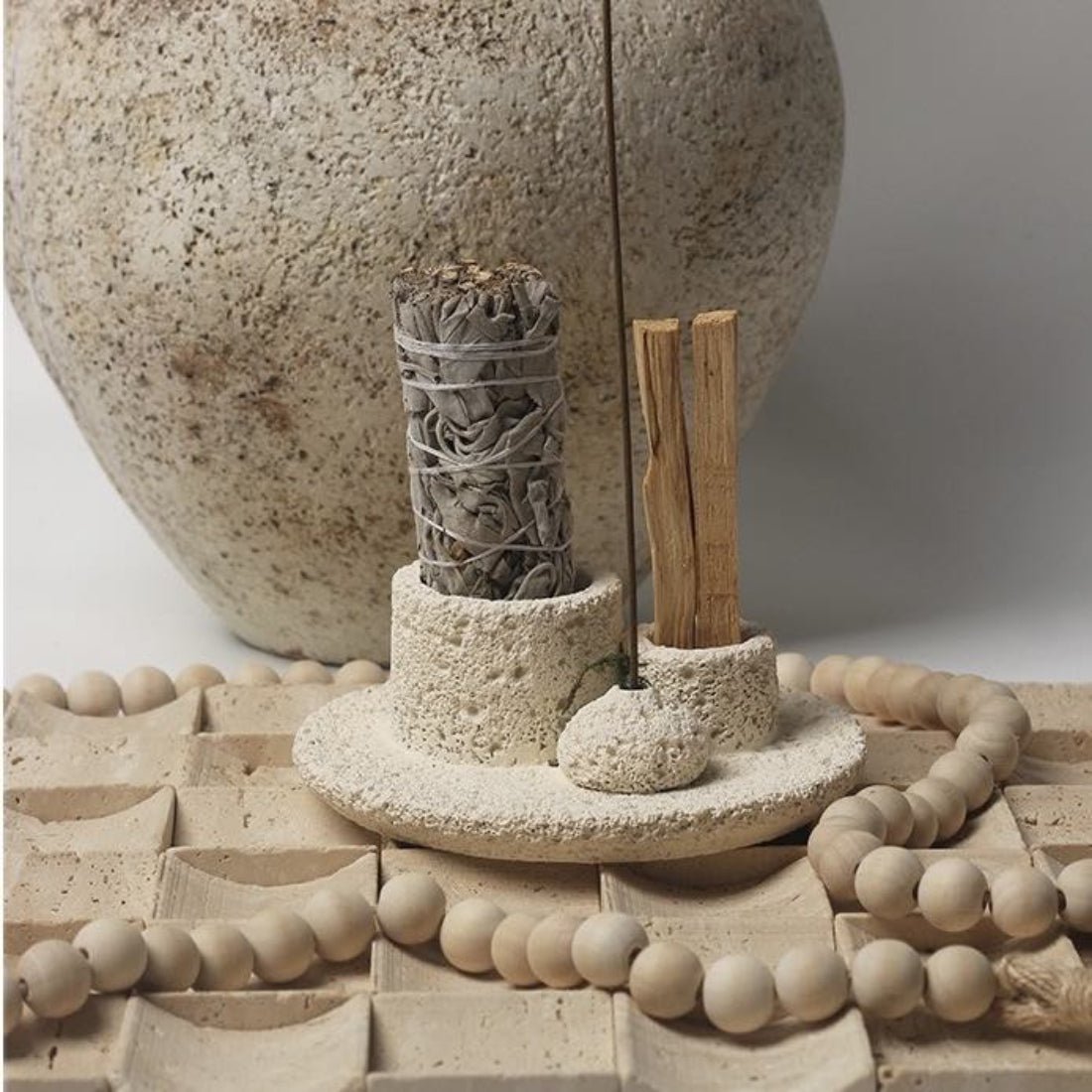 Nordic Style All - in - 1 Candle Holder, Sage, Incense & Palo Santo Burner - Home Sweet Resale