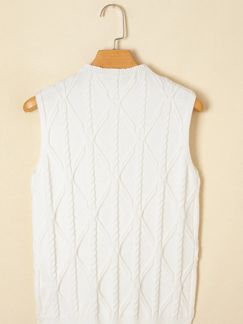 Pearled Mock Neck Textured Knit Sweater Vest - Home Sweet Resale