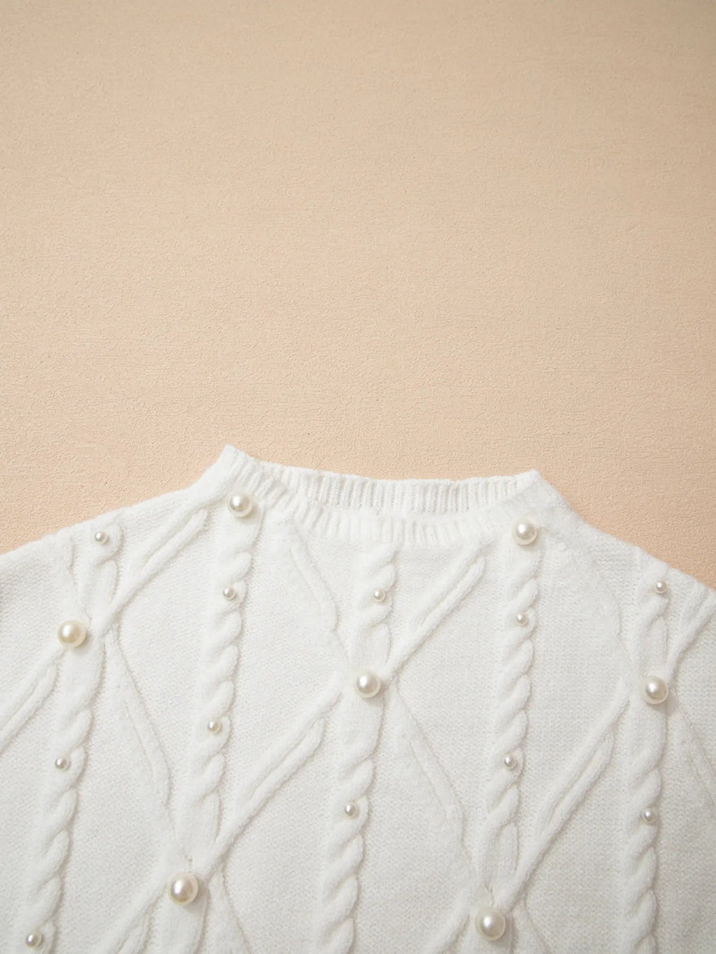 Pearled Mock Neck Textured Knit Sweater Vest - Home Sweet Resale