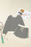 Stripe Textured Pullover Top and Mini Skirt Set - Home Sweet Resale