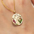 Titanium Steel Painted Oil Dripping Floral Oval Tarot Necklace - Home Sweet Resale